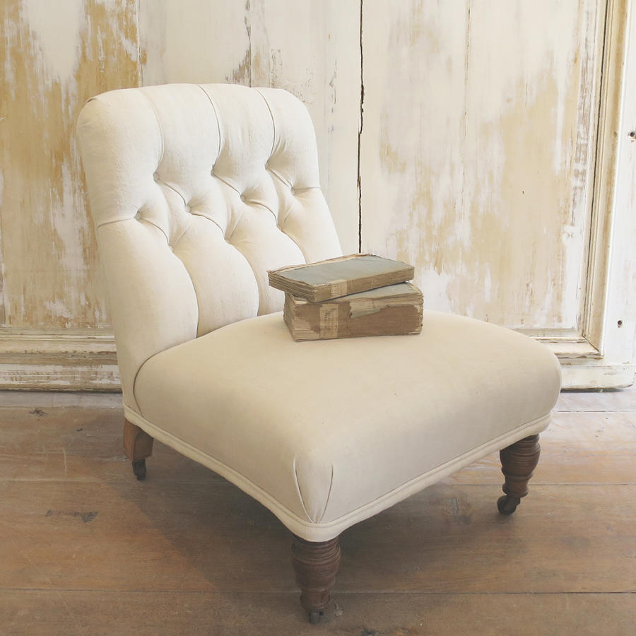 Small Buttoned Chair with original castors