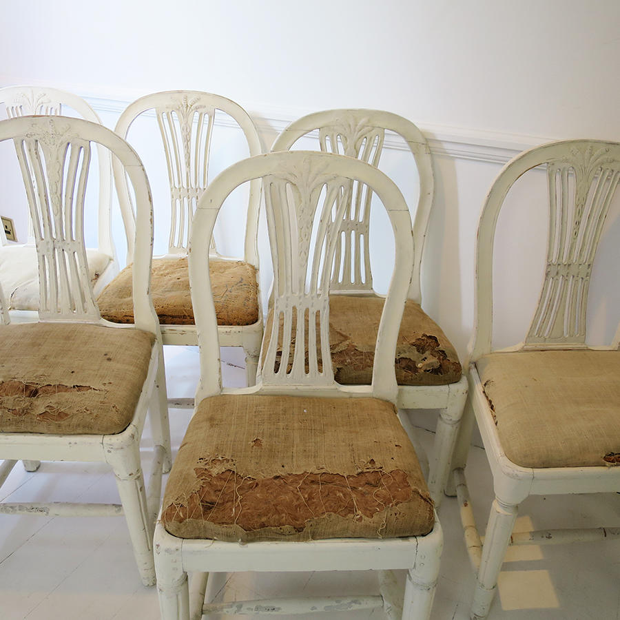 6 19th c Swedish Wheat-sheath Dining Chairs
