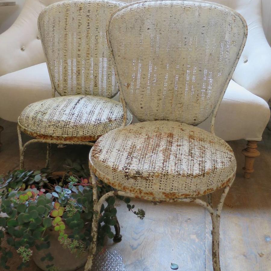 Rare Pair of French Garden Chairs