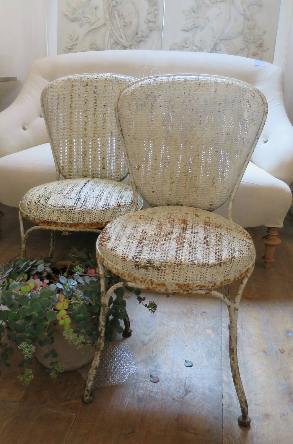 Rare Pair of French Garden Chairs