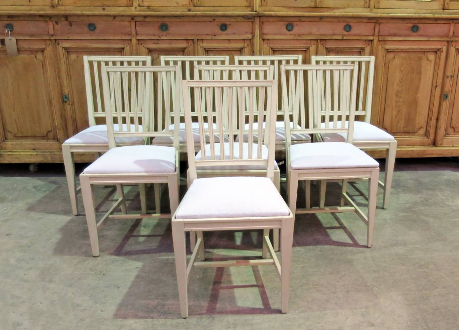 8 Swedish Slat-Back Dining Chairs