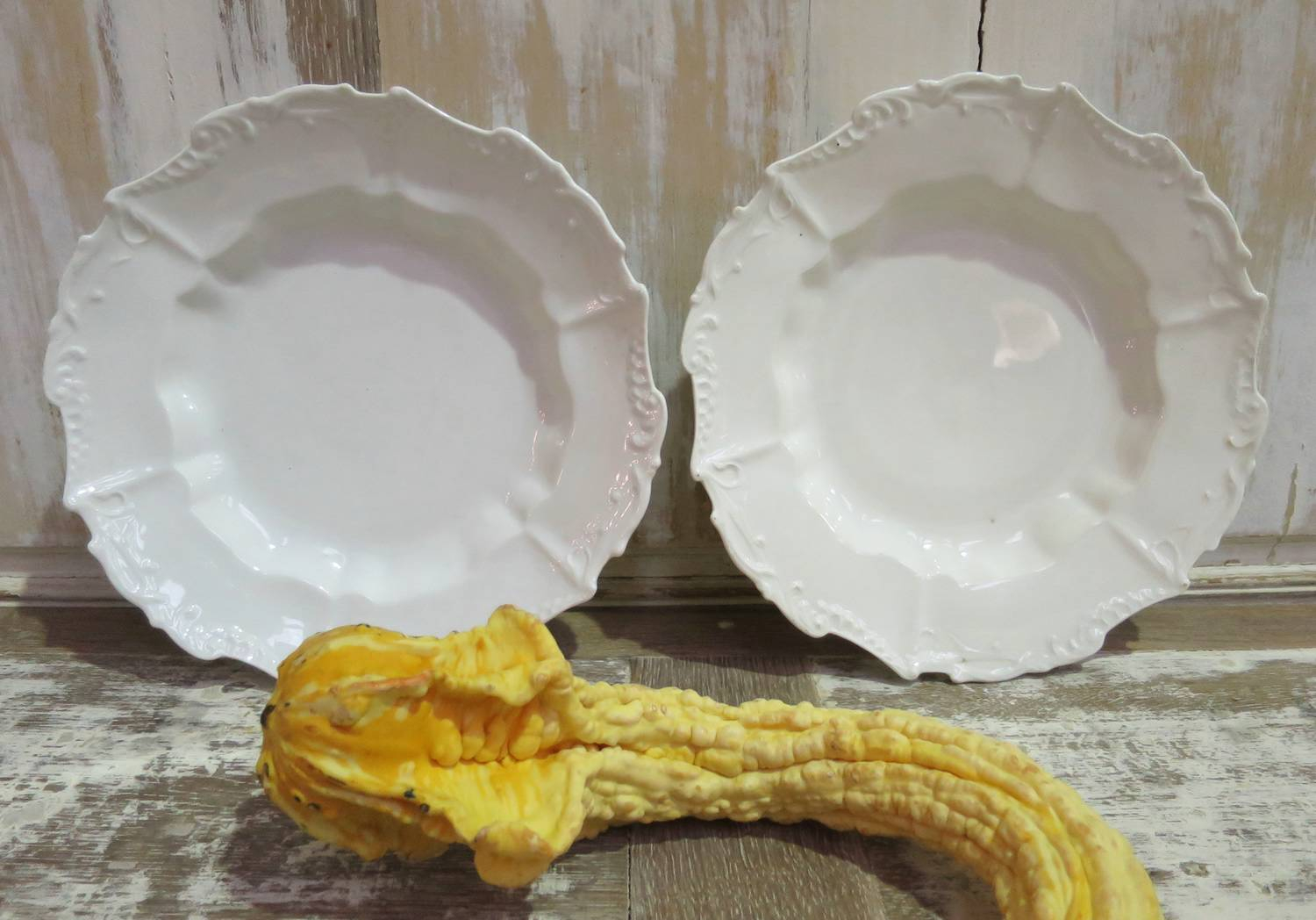Pair fine White Soup Plates by `Limoges`