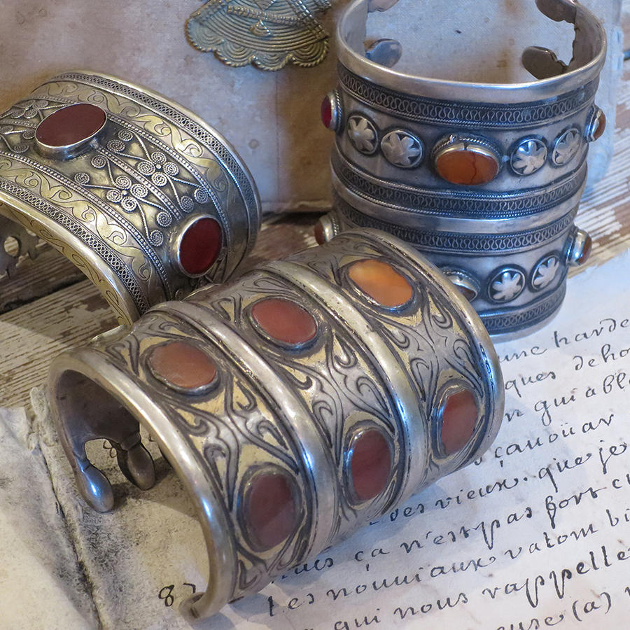 Antique Silver Turkoman `Cuff Bracelets`