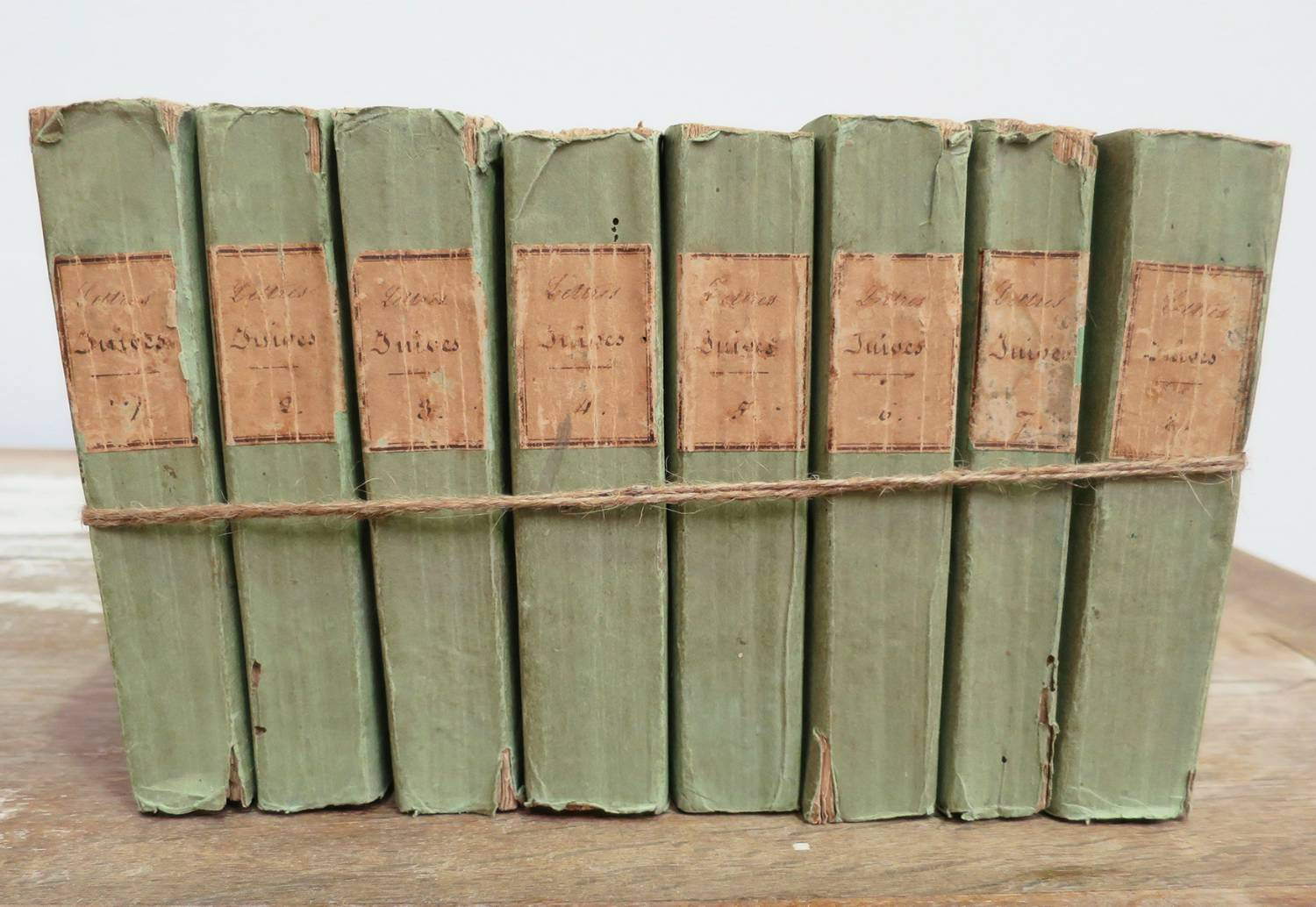 Set of 8 French 18th c Green Books