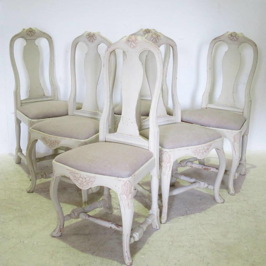 Set of 6 Gustavian style Dining Chairs