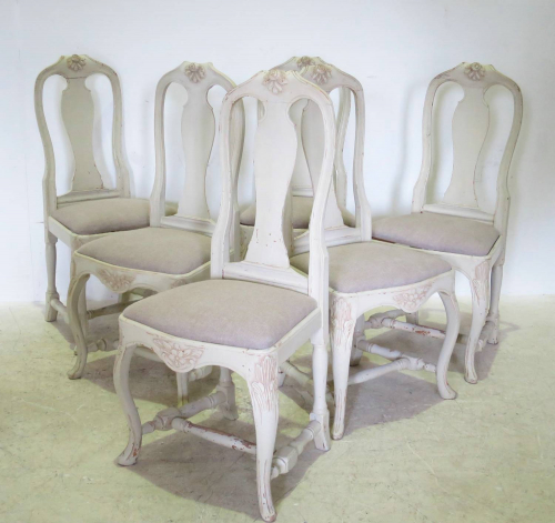 Set Of 6 Gustavian Style Dining Chairs, Gustavian Style Dining Chairs