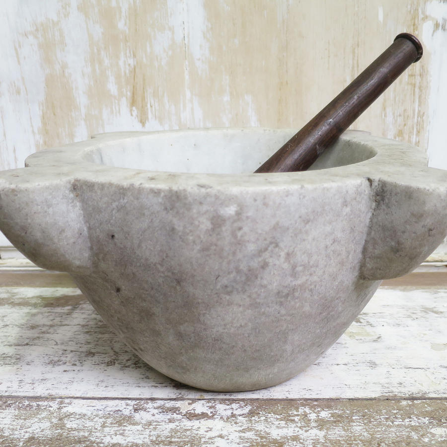 18th c Small Marble Mortar and Pestle