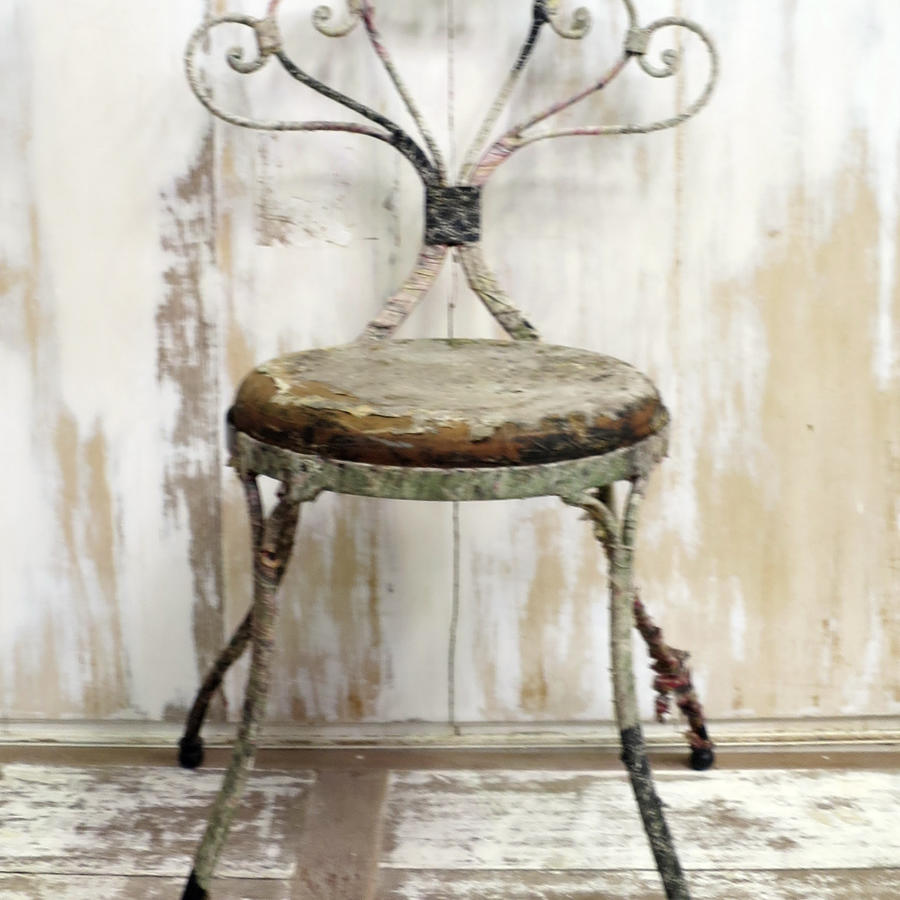 19th c French Iron Chair bound with old fabrics