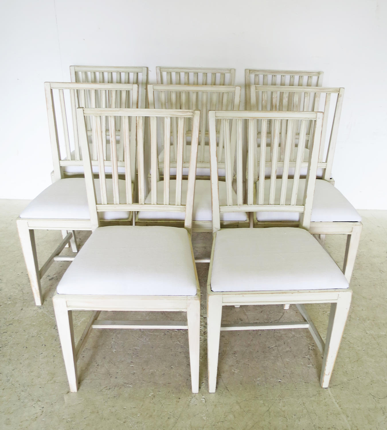 Set of 8 Gustavian Style Slat-back Chairs