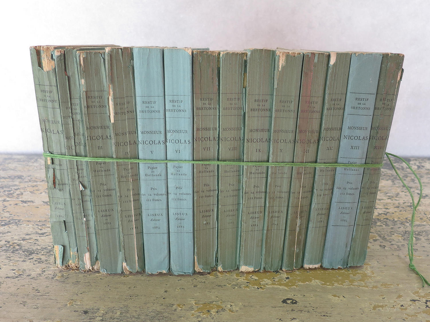 Set 10 small French 19th century Green Books