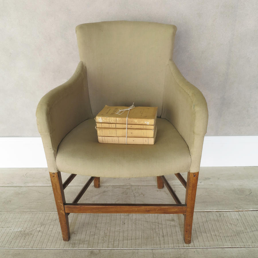 Single 19th c French Chair clad in old linen