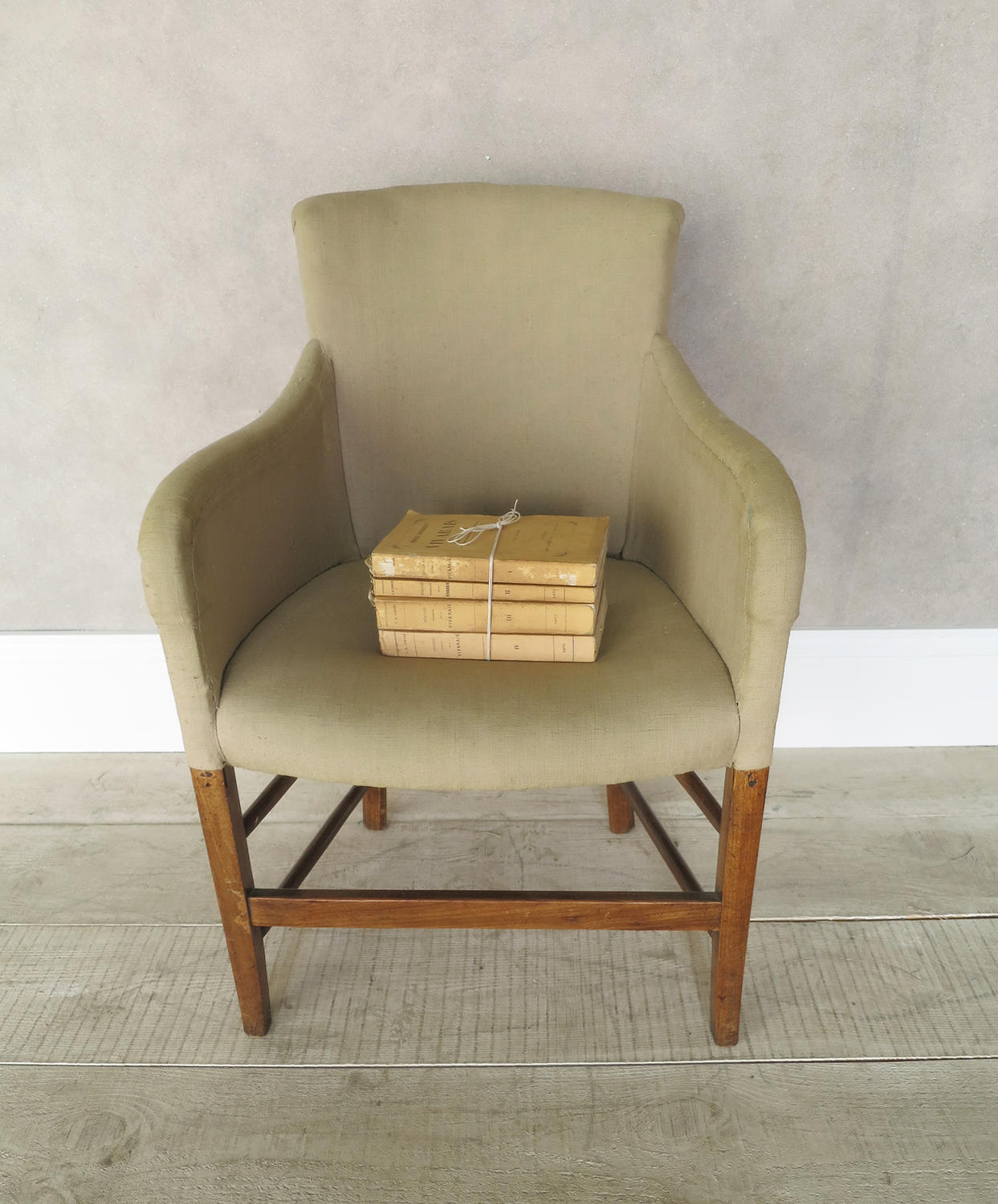 Single 19th c French Chair clad in old linen