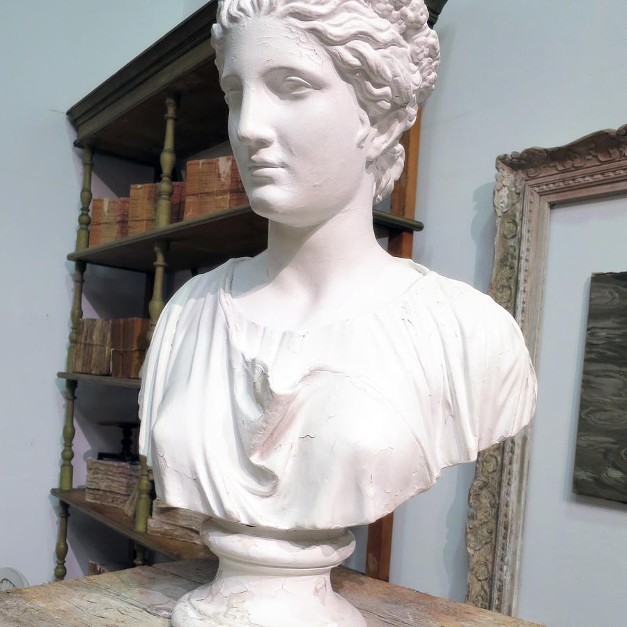 19th c Plaster Bust of the Greek Goddess 'Flora'