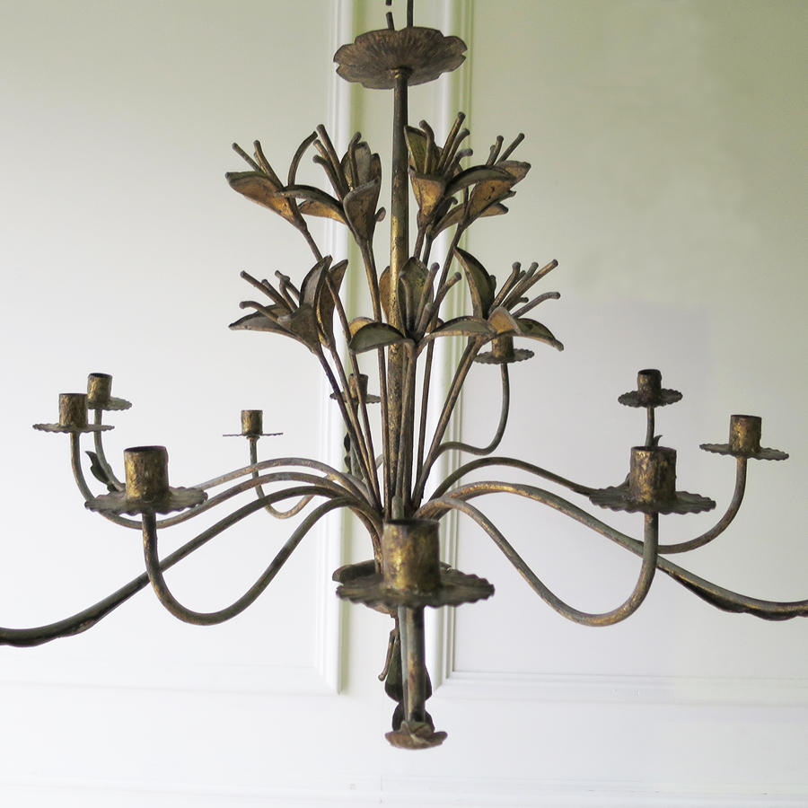 French early 20th c decorative 'Tole' Chandelier circa 1910