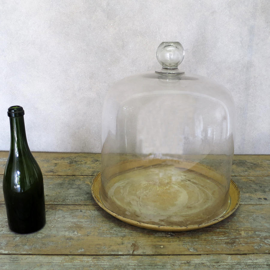 Huge and Rare 19th c glass Cheese Bell - circa 1870