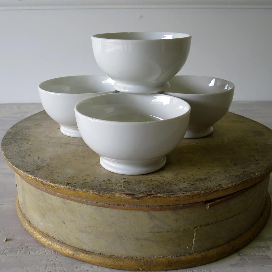 Set of 4 small white Porcelain Bowls French circa 1930