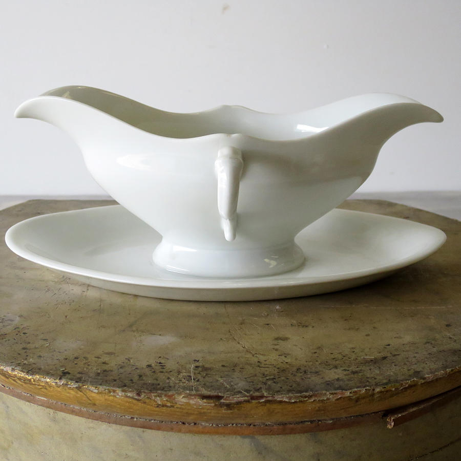 19th century French white Porcelain Sauce Boat