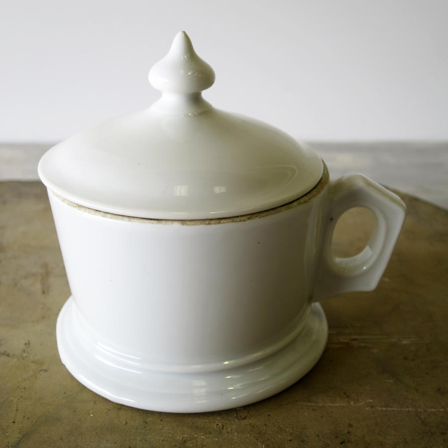 19th century White French Lidded Mug