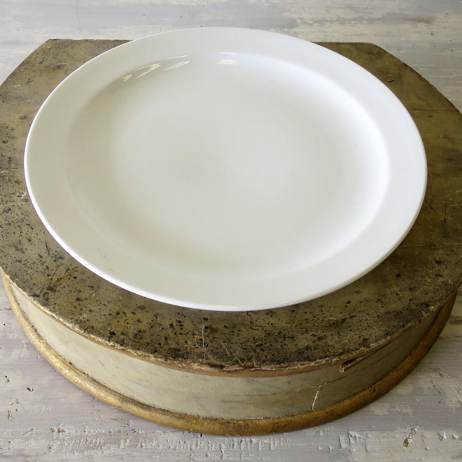 French white porcelain Flat Round Plate - circa 1920