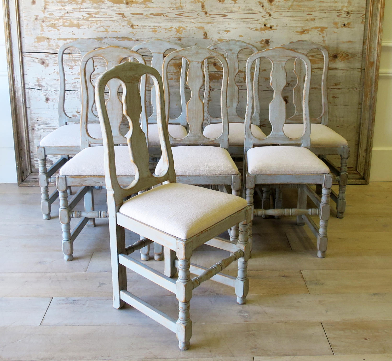 Set of 8 Swedish Country Dining Chairs