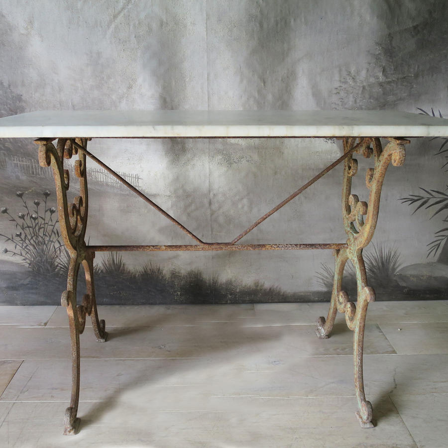 Cast Iron Bistro Table with marble top circa 1890