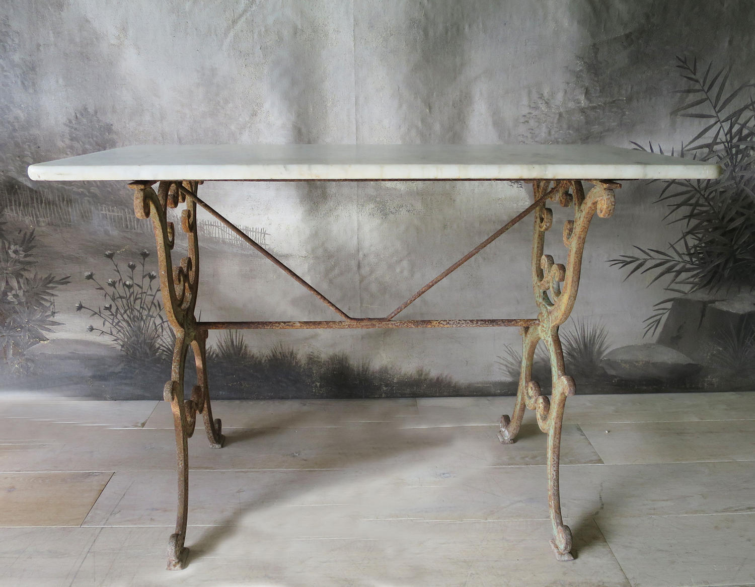 Cast Iron Bistro Table with marble top circa 1890