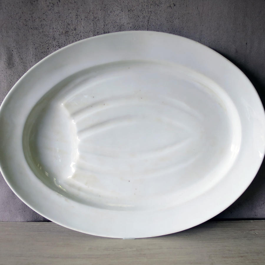 French White Porcelain Meat Carving Plate circa 1920