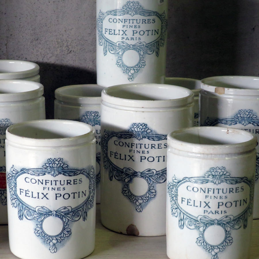 Collection of 19th century French 'Felix Potin' Jam Jars