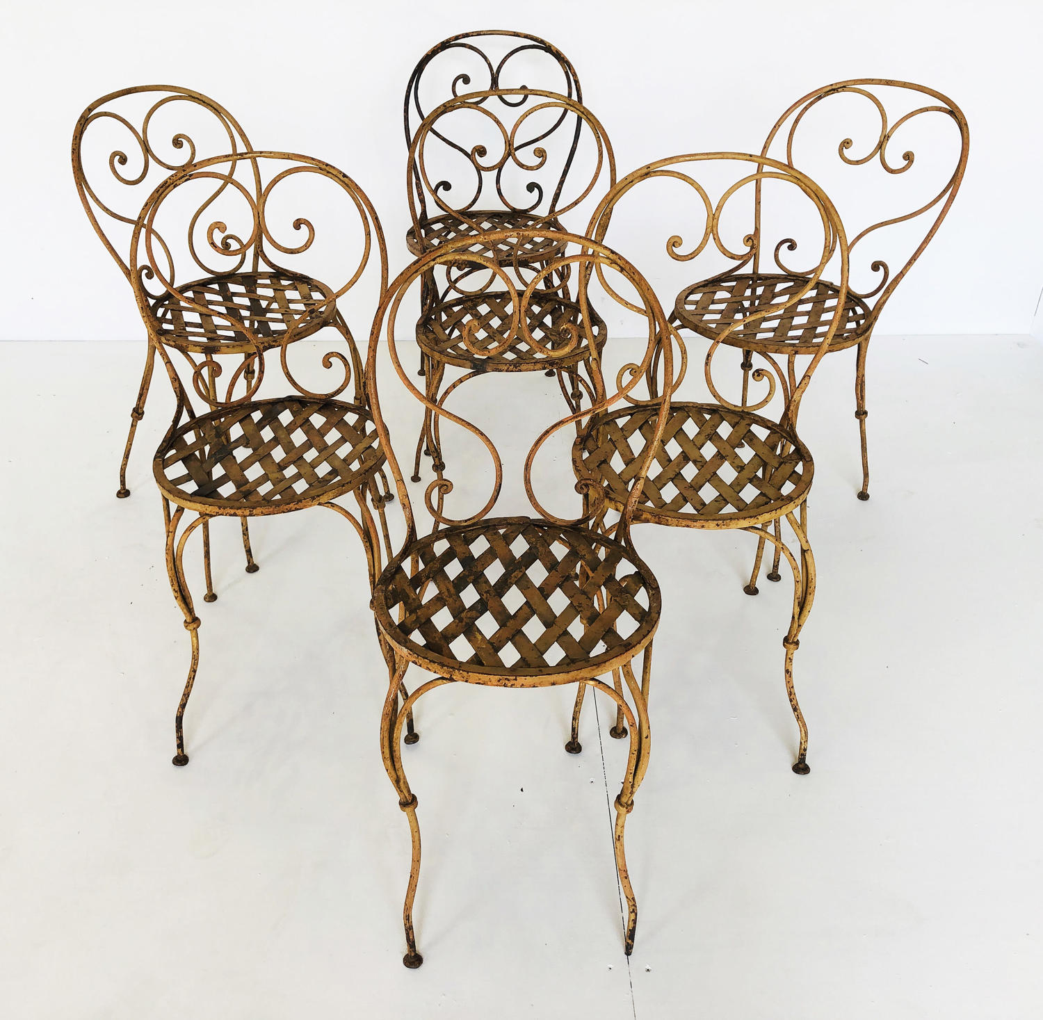 Set of 7 Italain Iron Garden Chairs - circa 1890