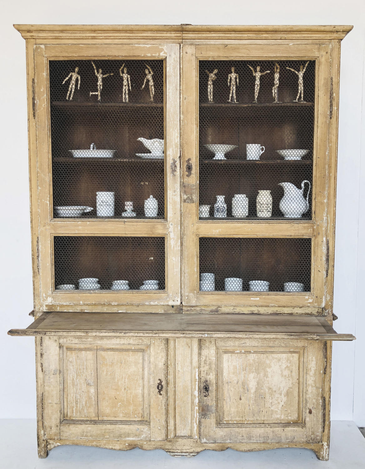 French 18th c Cupboard with original Mesh & Paint - circa 1770