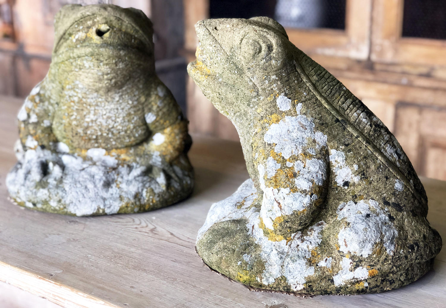 Pr. large composition Stone Frogs - circa 1920