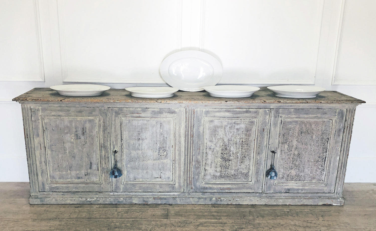 French 18th c 'Enfilade' with original blue paint Circa 1780
