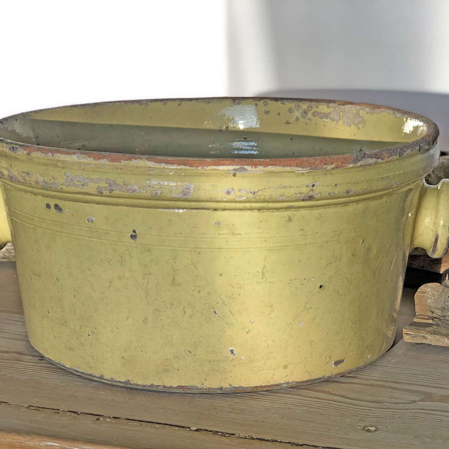 Large wide 19th century Pale Yellow glazed Jar - circa 1800