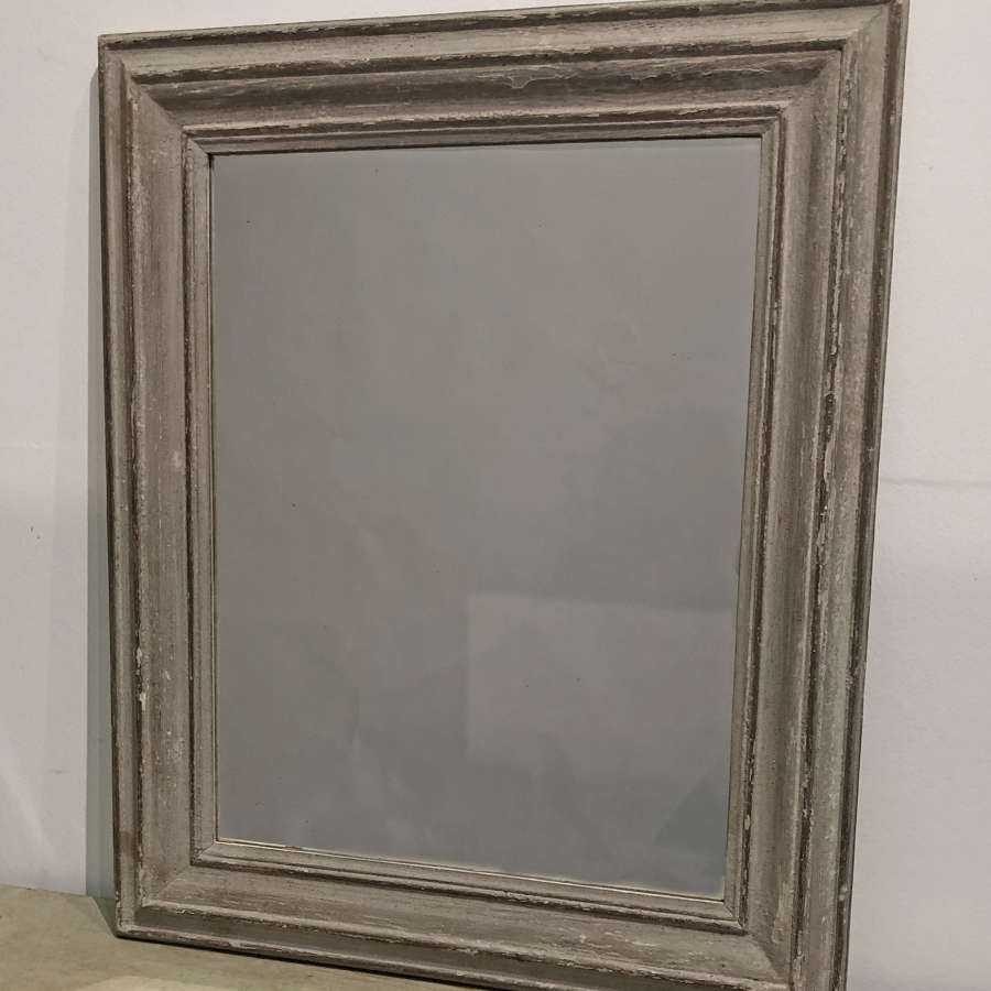 19th c French Mirror with remains of grey paint - c 1890