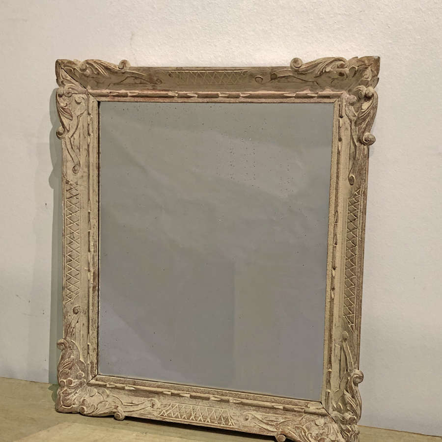Small French carved mirror with remains of old paint - circa 1900