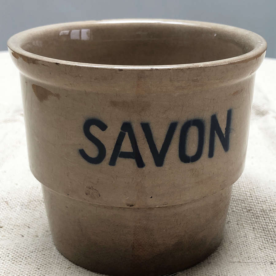 Small French Glazed Soap Jar - Circa 1900