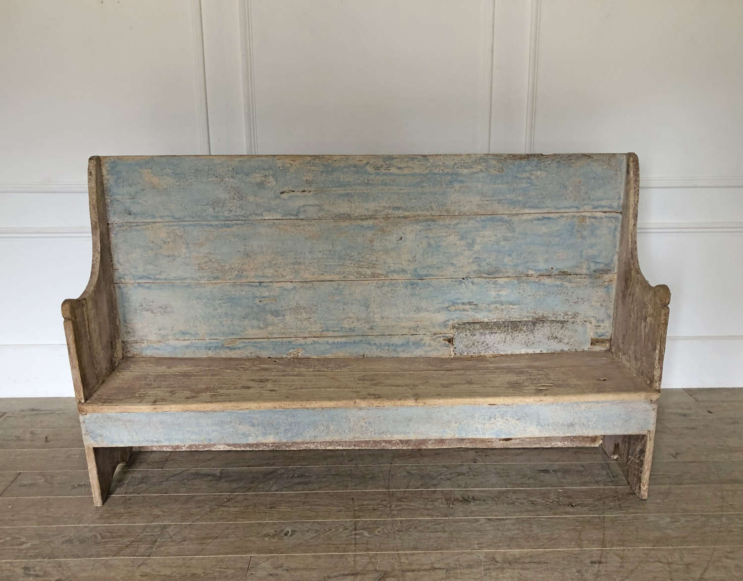 French 18th c primitive Blue Bench - circa 1750