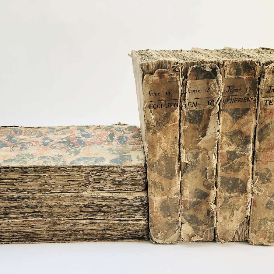 A rare and huge set of 7 French 18th c Books - printed 1765
