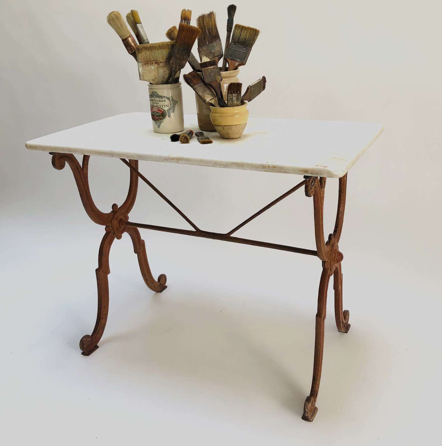 French Cast Iron Table with Original Marble top - circa 1900