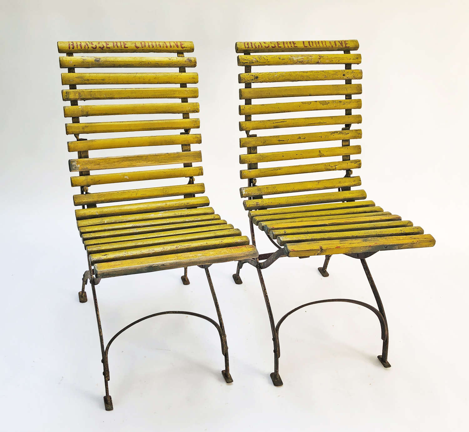 Pair of French Folding Bistro Chairs - Circa 1920