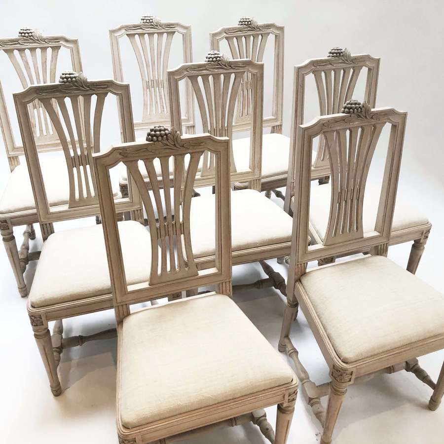 Set of 8 early 20th c Swedish Dining Chairs