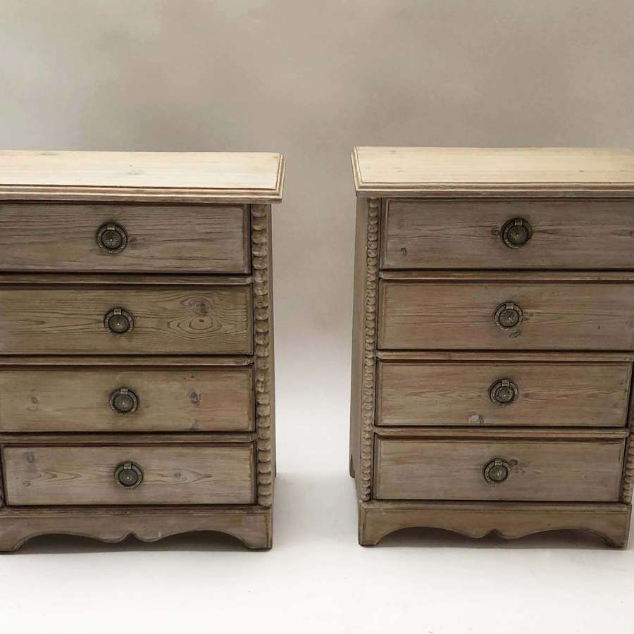 Pair Swedish Pine Bedside Tables with drawers.