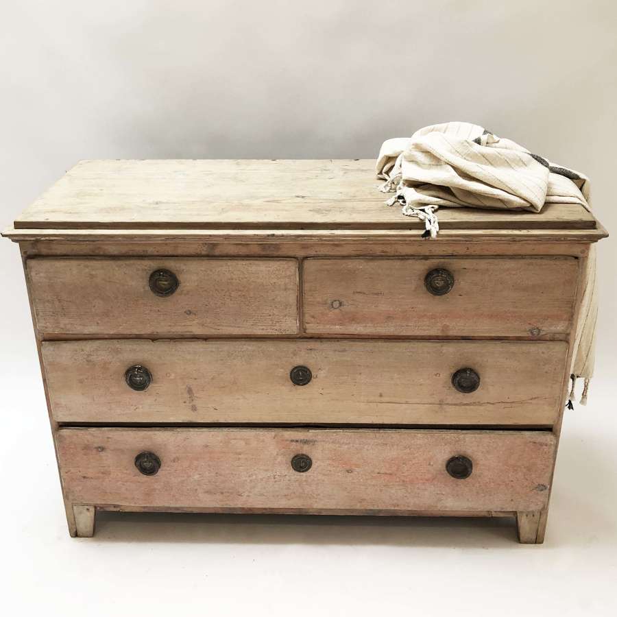 18th c Pine Commode with remains of paint....