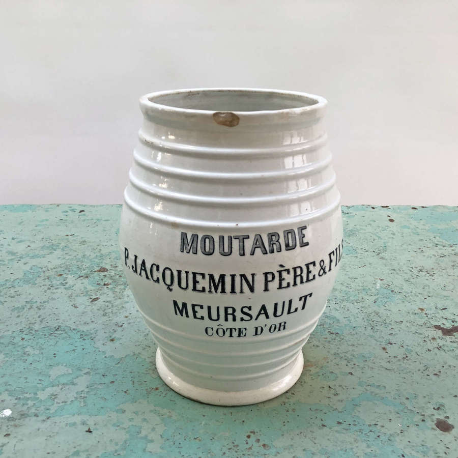 An impressive 19th c  French glazed Mustard Jar with maker's name-1880