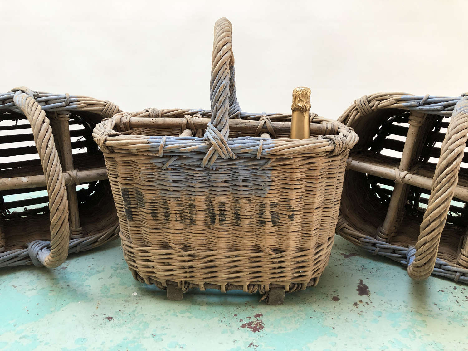 French Bottle Basket from the Champagne area - circa 1920
