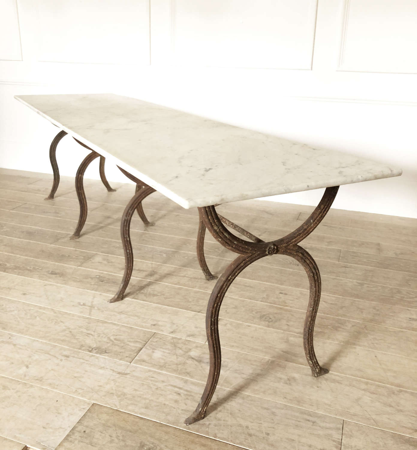 French Cast Iron Table with Carrara Marble top - Circa 1880