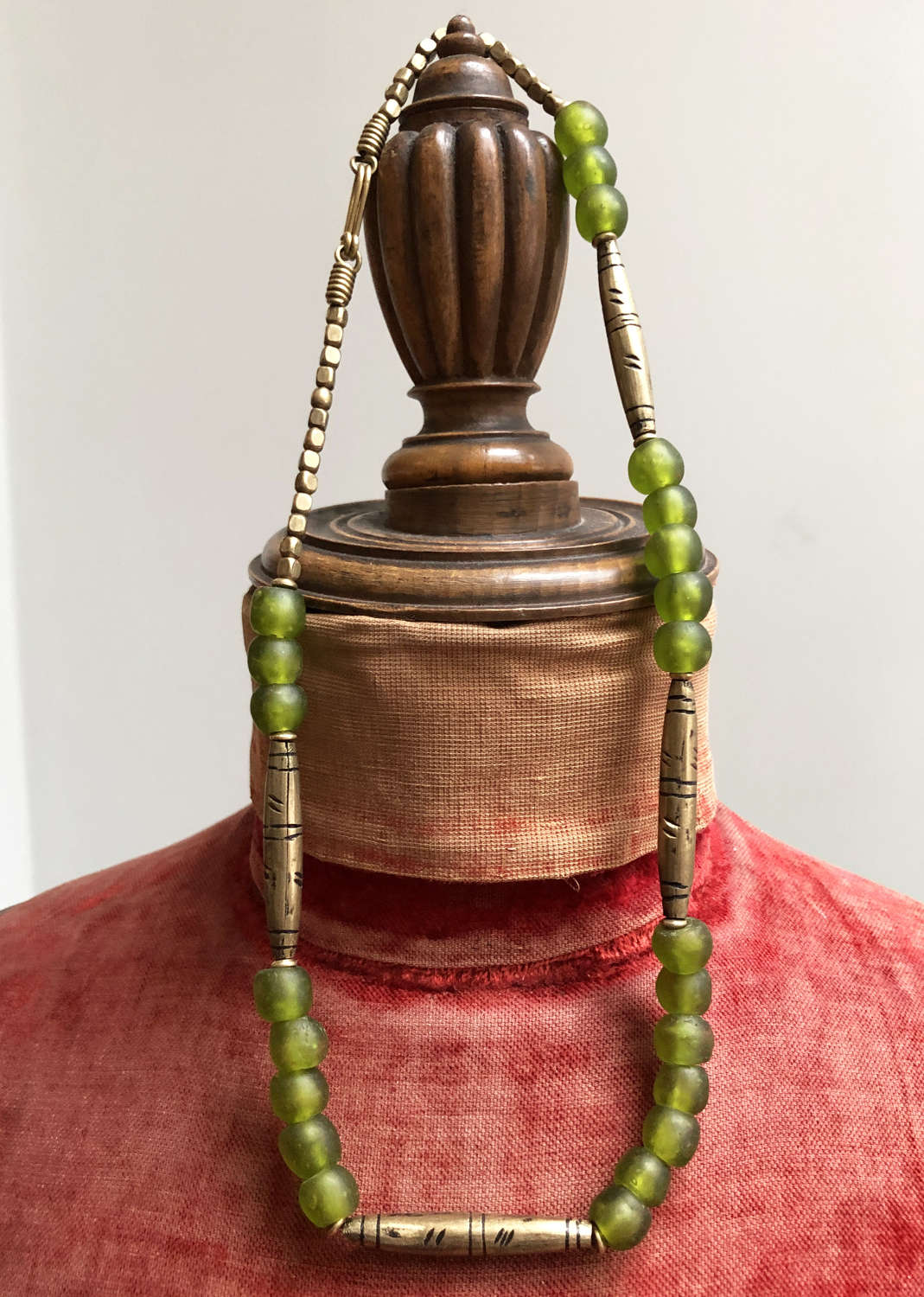 Ghanian Green Glass Bead Necklace