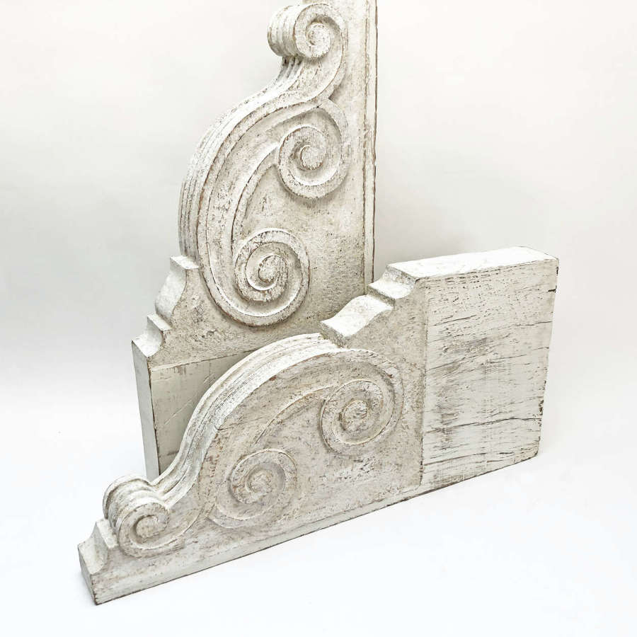 Pr. large French 19th c classical hand carved Corbels - 1880