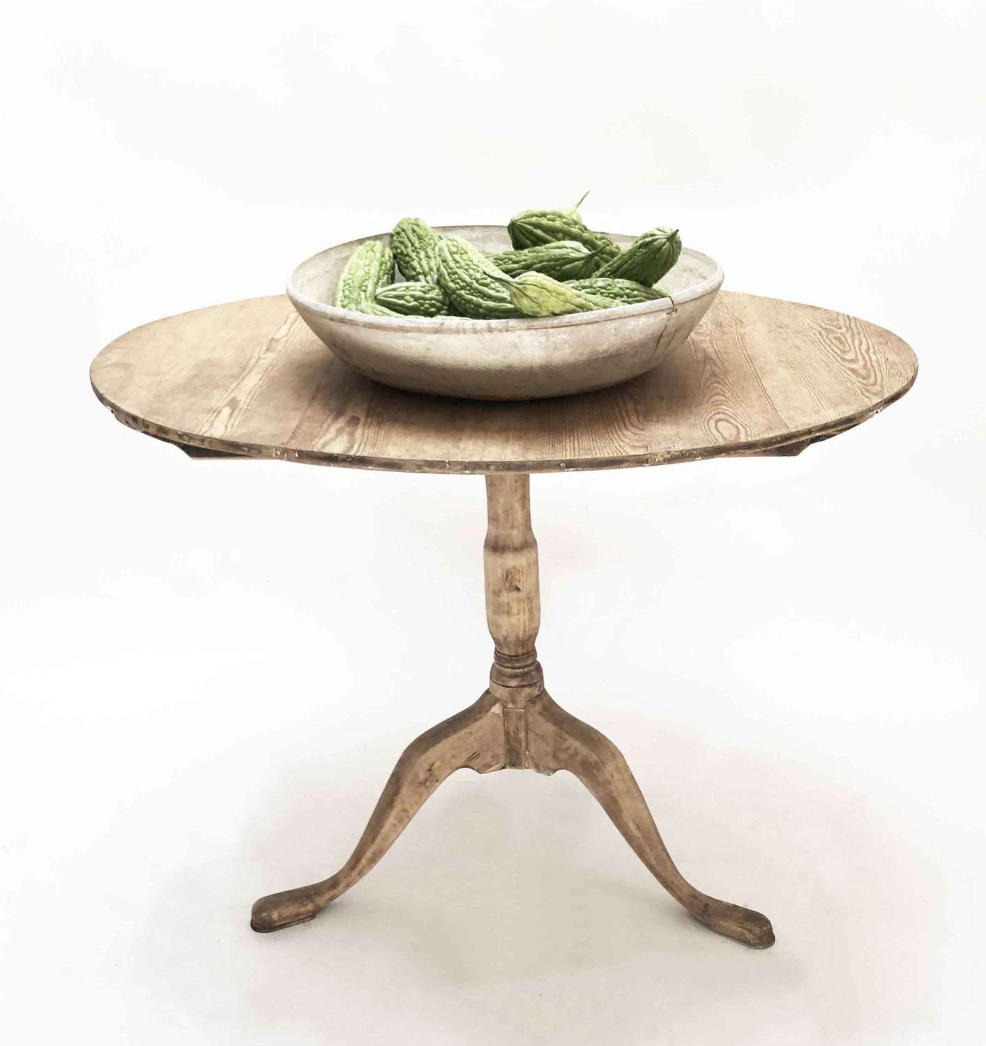 Early 19th c Swedish Oval Pine table with a Flip Top - Circa 1840