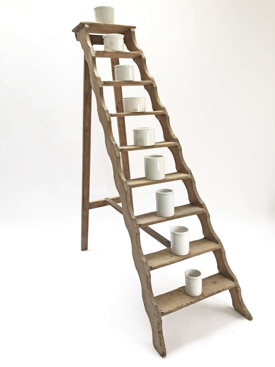 French 19th c Pine Library Ladder - Circa 1860